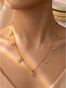 Gahan - Beautiful Gold Necklace Featuring -Shaped Charms with Crystal Accents for Women