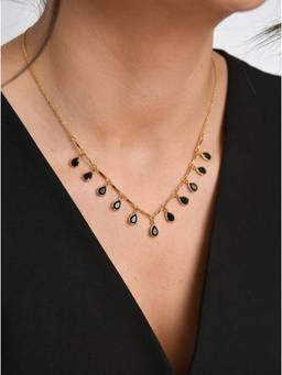 Gahan - Elegant Gold Chain Necklace with Charms and Sparkling Drop Pendants for Everyday Wear