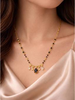 Gahan - Graceful Gold Mangalsutra Featuring Multiple Pendants with Elegant Crystal for Women