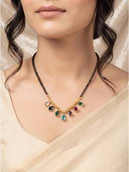 Gahan - Elegant Gold Plated Multi-Color Beaded Mangalsutra for Women
