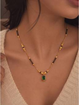 Gahan - Elegant Gold Chain Mangalsutra with Charms and Sparkling Drop Pendants