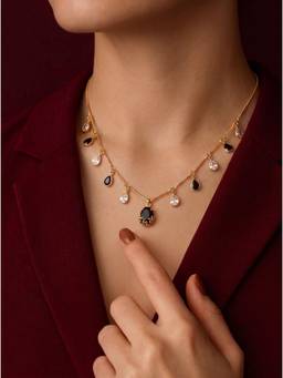Gahan - Graceful Gold Necklace Featuring Multiple Pendants with Elegant Crystal for Women