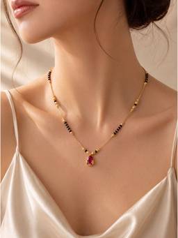 Gahan - Elegant Gold Mangalsutra with Delicate Shaped Crystal Charms Design for Women
