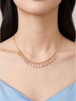 Gahan - Beautiful Gold Necklace Featuring -Shaped Charms with Crystal Accents for Women