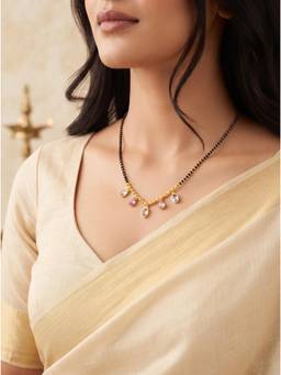 Gahan - Elegant Gold Plated Multi-Color Beaded Mangalsutra