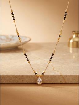 Gahan - Elegant Gold Chain Mangalsutra with Charms and Sparkling Drop Pendants
