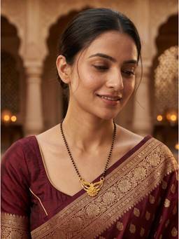 Gahan - Gold-Plated Black Beaded Mangalsutra Designer Pendant for Women