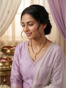 Gahan - Gold-Plated Black Beaded Mangalsutra Designer Pendant for Women