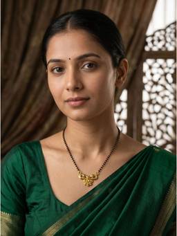 Gahan - Gold-Plated Black Beaded Mangalsutra Designer Pendant for Women