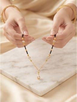 Gahan - Graceful Gold Mangalsutra Necklace with Elegant Crystal for Women