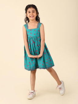 Fabindia - Teal Cotton Printed Dress