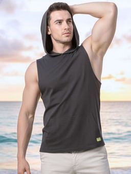 RIGO - Solid Grey Round Neck Sleeveless Cotton Vest T-Shirt