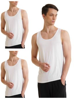 DaMENSCH - Round Neck Anti-Bacterial Anti Odour Undershirt Vest (Pack of 3)