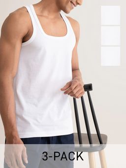 DaMENSCH - Square Neck Neo-Cotton Anti-Microbial Innerwear Vest (Pack of 3)