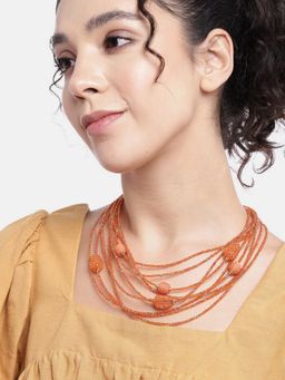 RICHEERA - Orange Multi-Stranded Necklace