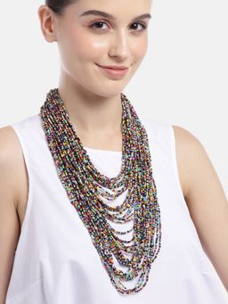 RICHEERA - Multicolor Beaded Multi-Layered Statement Necklace