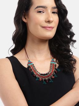 RICHEERA - Multicolor Silver-Plated Pom-Pom Necklace