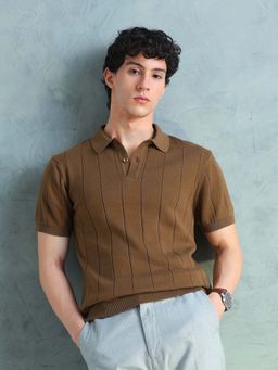 Arrow Sports - Men's Striped Knit Cotton Polo T-T-Shirt