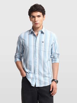 Arrow Sports - Men's Striped Slim Fit Sage and Sun Shirt