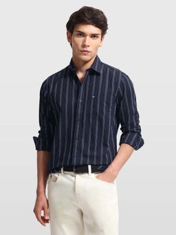 Arrow Sports - Men's Striped Slim Fit Sage and Sun Shirt