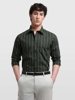 Arrow Sports - Men's Striped Slim Fit Sage and Sun Shirt