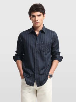 Arrow Sports - Men's Striped Slim Fit Sage and Sun Shirt