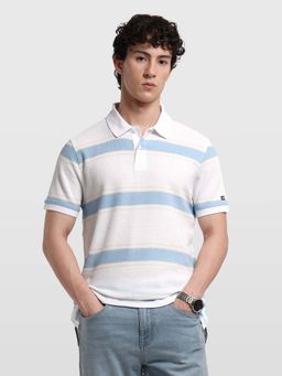 Arrow Sports - Men's Horizontal Striped Regular Fit Polo T-Shirt