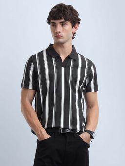 Flying Machine - Men's Vertical Striped Regular Fit Polo T-Shirt