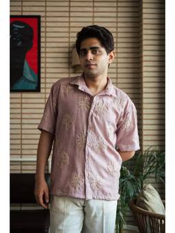 JAVINISHKA - Men’s Mauve Embroidered Shirt