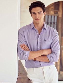 U.S. POLO ASSN. - Men's All-Over Micro Printed Poplin Shirt
