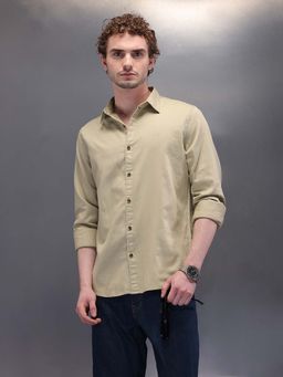 WROGN - Pure Cotton Regular Fit Shirt-Khaki