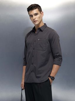 WROGN - Solid Comfort Fit Shirt-Dark Grey