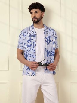 WROGN - Printed Light Weight AOP Shirt-Blue
