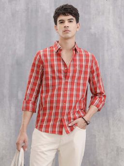 WROGN - Classic Cotton Twill Checks In Slim Fit-Red