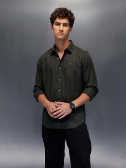 WROGN - Men's Slim Fit Casual Shirt-Olive
