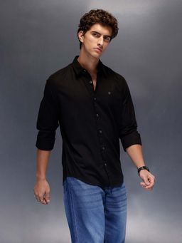 WROGN - Men's Slim Fit Casual Shirt-Black