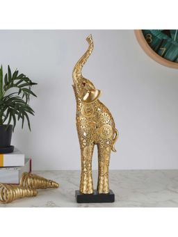HomeTown - Miraya Polyresin Figures And Sculptures-4 In Gold Colour