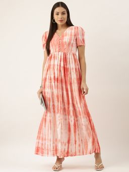 Ethnovog - Ready To Wear Rust Tie N Dye Dress