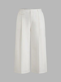Cider - Linen-blend Mid Rise Solid Pocket Wide Leg Trousers Curve & Plus