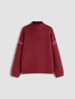 Cider - Knit Round Neckline Solid Stitch Long Sleeve Top