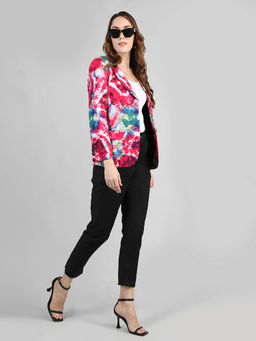 CHKOKKO - Women Printed Double Breasted Blazer