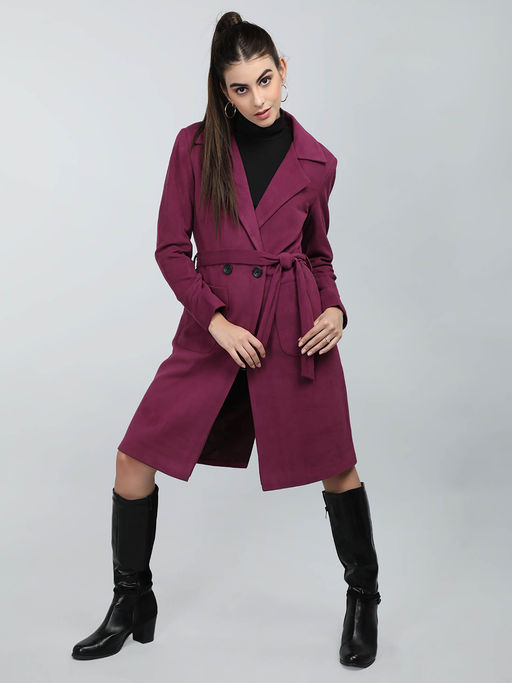CHKOKKO Double Breasted Woolen Trench Coat with Belt (Set of 2)