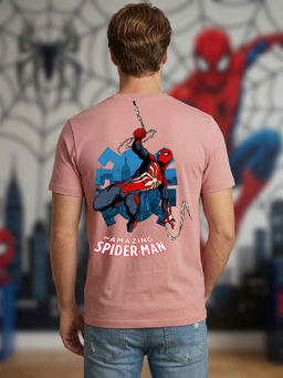 Greylongg - Men's Pink Polyester Casual Graphic T-Shirt