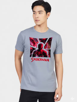 Greylongg - Men's Grey Polyester Casual Graphic T-Shirt