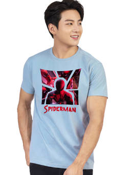 Greylongg - Men's Blue Polyester Casual Graphic T-Shirt