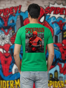 Greylongg - Men's Green Polyester Casual Graphic T-Shirt