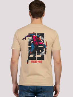Greylongg - Men's Peach Polyester Casual Graphic T-Shirt