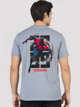 Greylongg - Men's Grey Polyester Casual Graphic T-Shirt