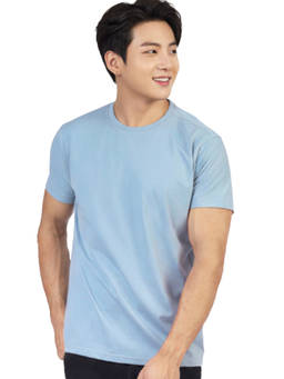 Greylongg - Men's Blue Polyester Casual Solid/Plain T-Shirt