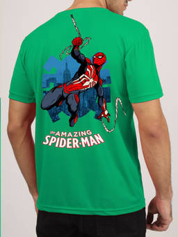 Greylongg - Men's Green Polyester Casual Graphic T-Shirt